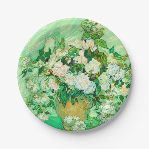 Van Gogh White Roses Paper Plates