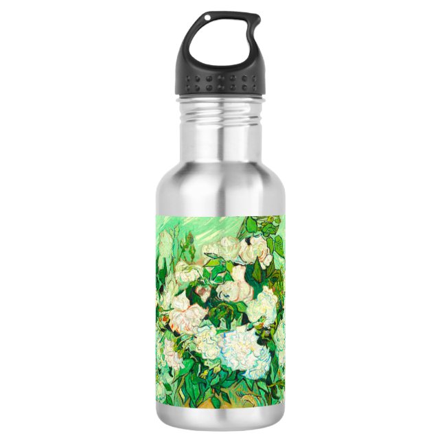 Van Gogh White Roses Stainless Steel Water Bottle (Front)