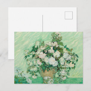 Van Gogh White Roses - Vintage Mint Floral Art Postcard