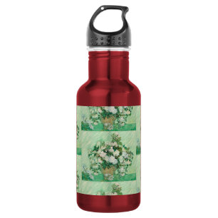 Van Gogh White Roses - Vintage Mint Floral Art Stainless Steel Water Bottle