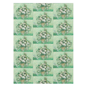 Van Gogh White Roses - Vintage Mint Floral Art Tablecloth