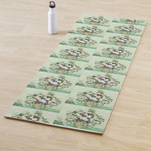 Van Gogh White Roses - Vintage Mint Floral Art Yoga Mat