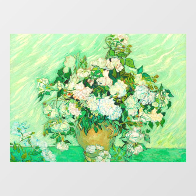 Van Gogh White Roses Window Cling (Sheet)