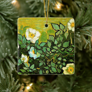 Van Gogh - Wild Roses Ceramic Ornament