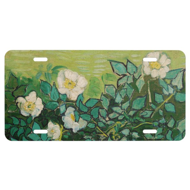 Van Gogh Wild Roses License Plate (Front)