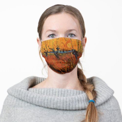 Van Gogh Willows at Sunset Vintage Impressionism Adult Cloth Face Mask