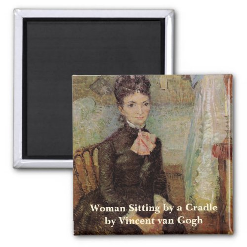 Van Gogh Woman Sitting by a Cradle Vintage Art Magnet