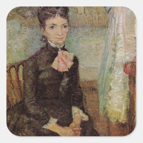 Van Gogh Woman Sitting by a Cradle Vintage Art Square Sticker