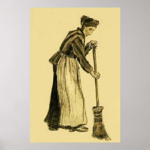 Van Gogh Woman with a Broom Fine Art Poster
