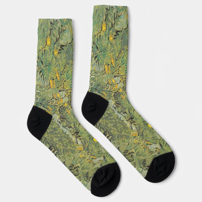 Van Gogh Yellow Meadow - Classic Floral Art Socks (Right)