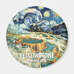 Van Gogh Yellowstone Mammoth Hot Springs Vintage Magnet