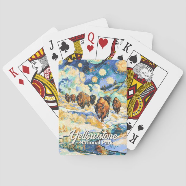 Van Gogh Yellowstone National Park Animal Buffalo Poker Cards (Back)