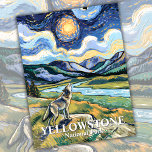 Van Gogh Yellowstone National Park Wolf Howling Postcard<br><div class="desc">This Yellowstone National Park artwork blends the iconic beauty of America’s first national park with the legendary style of Vincent van Gogh. A powerful wolf stands under a glowing starry night sky, howling across the Yellowstone River valley, surrounded by mountain peaks and rolling landscapes. The swirling brushwork, vivid colors, and...</div>