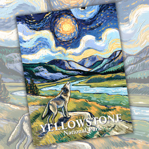 Van Gogh Yellowstone National Park Wolf Howling Postcard