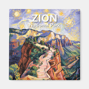 Van Gogh Zion Angels Landing Hiking Trail Custom Magnet