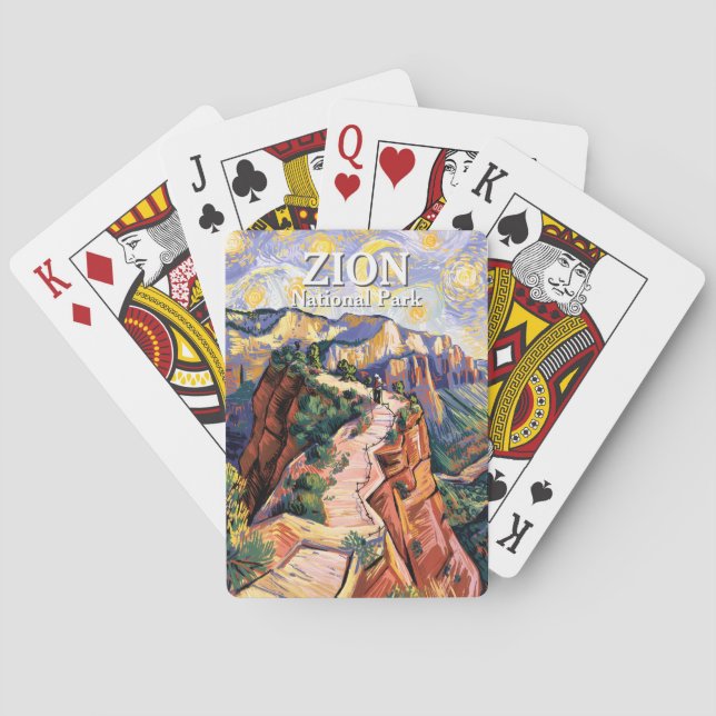 Van Gogh Zion Angels Landing Hiking Trail Custom Poker Cards (Back)