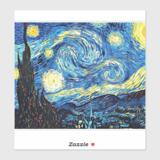 Van Gogh's artwork, Starry Night, Sticker (Sheet)