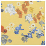 Van Gogh's Blue Iris Floral on Yellow Fabric