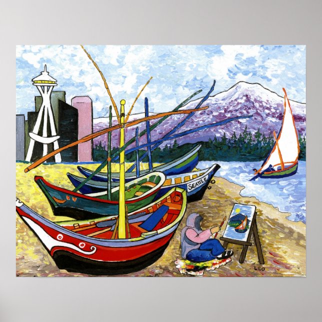 Van Gogh's Boats Poster (Front)