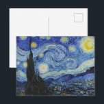 Van Gogh's Classic Painting The Starry Night Postcard<br><div class="desc">Vincent van Gogh's "The Starry Night" (1889) is one of his most famous and captivating works, known for its swirling skies, glowing stars, and bold brushstrokes. The painting features a vibrant night sky, filled with swirling patterns of blues and yellows. The stars are large, luminous, and almost surreal in appearance,...</div>