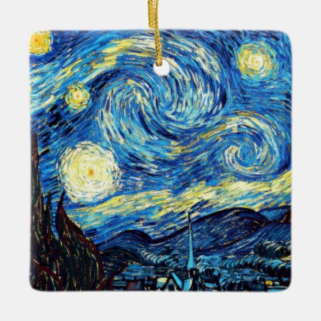 Van Gogh's famous painting, Starry Night Ceramic Ornament (Front)