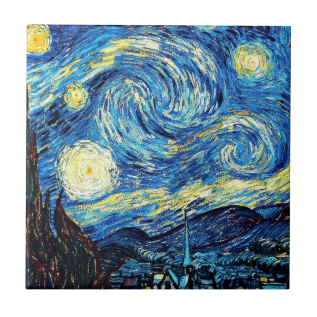 Van Gogh's famous painting, Starry Night Ceramic Tile (Front)