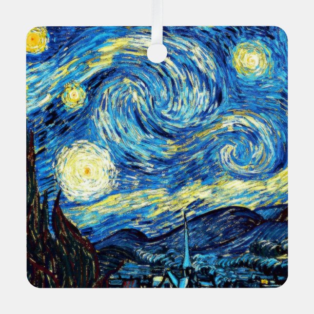 Van Gogh's famous painting, Starry Night, Metal Ornament (Front)