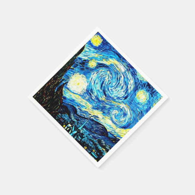 Van Gogh's famous painting, Starry Night Napkins (Corner)