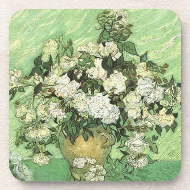 Van Gogh's Flowers in Vase Beverage Coaster (Front)