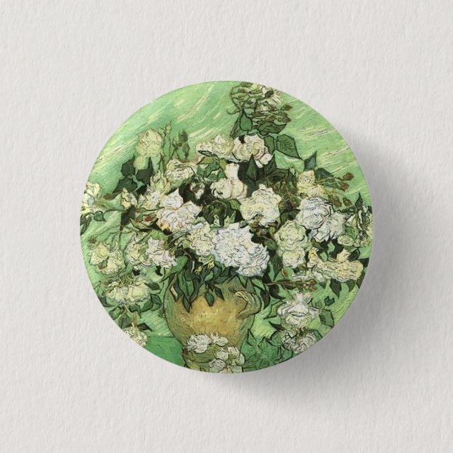 Van Gogh's Flowers in Vase Button (Front)