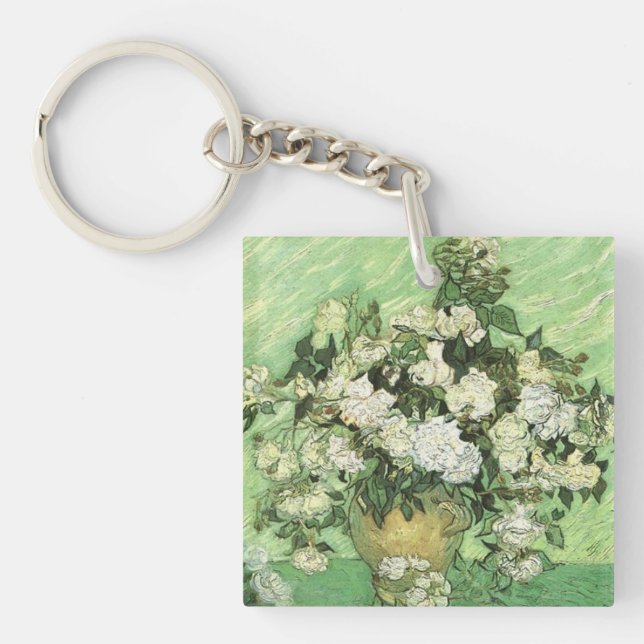 Van Gogh's Flowers in Vase Keychain (Front)