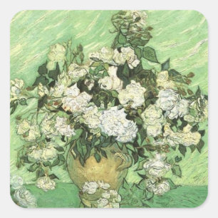 Van Gogh's Flowers in Vase Square Sticker