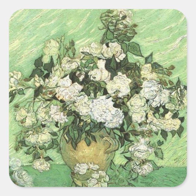 Van Gogh's Flowers in Vase Square Sticker (Front)