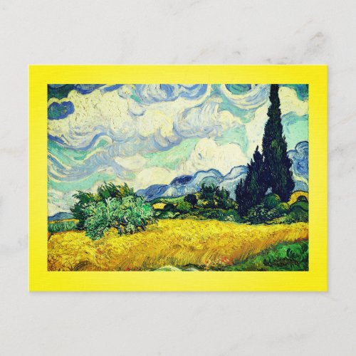 Van Goghs Harvest Wheatfield with Cypresses Postcard