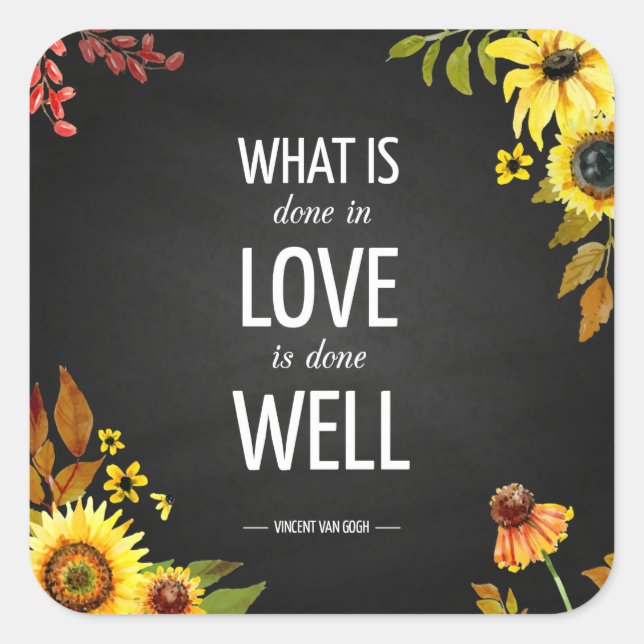 Van Gogh's Inspiring Love Quote Sticker Seal (Front)