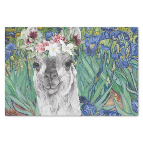 Van Goghs Irises and Fancy Llama Tissue Paper