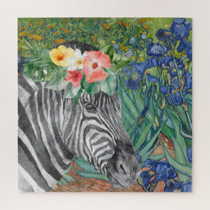 Van Gogh's Irises and Fancy Zebra Jigsaw Puzzle