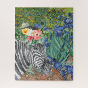 Van Gogh's Irises and Fancy Zebra Jigsaw Puzzle