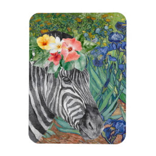 Van Gogh's Irises and Fancy Zebra Magnet