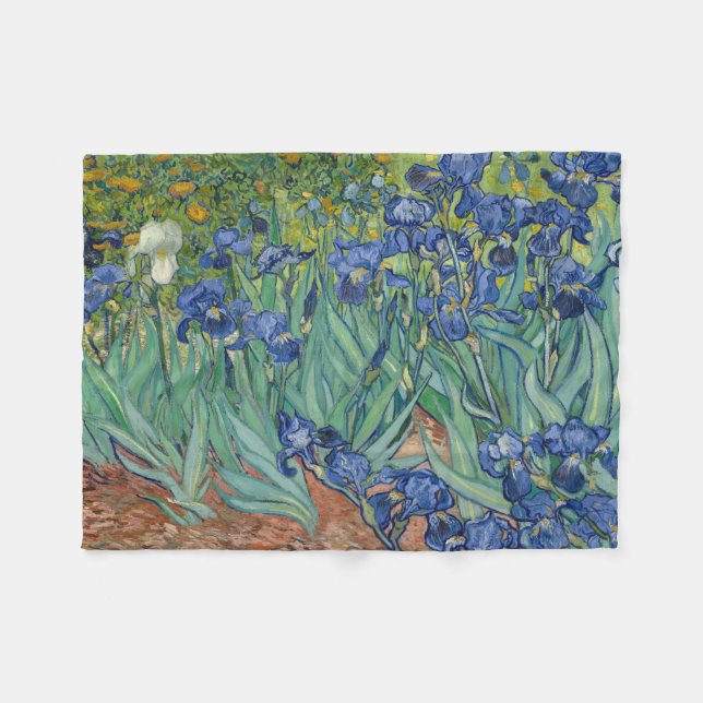 Van Gogh's Irises Fleece Blanket (Front (Horizontal))