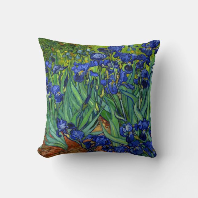 Van Gogh's Irises Throw Pillow (Front)