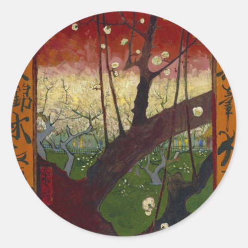 Van Goghs Japonaiserie after Hiroshige Classic Round Sticker