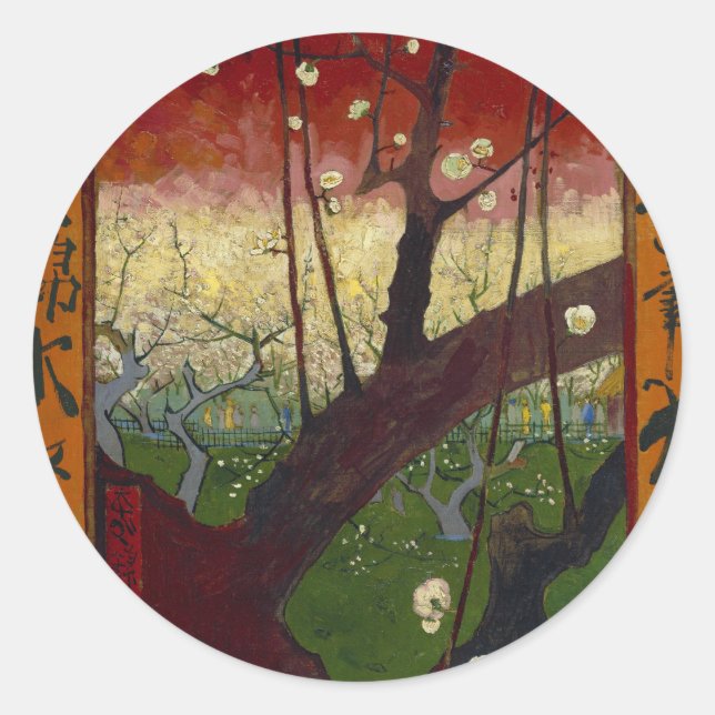 Van Gogh's Japonaiserie after Hiroshige Classic Round Sticker (Front)