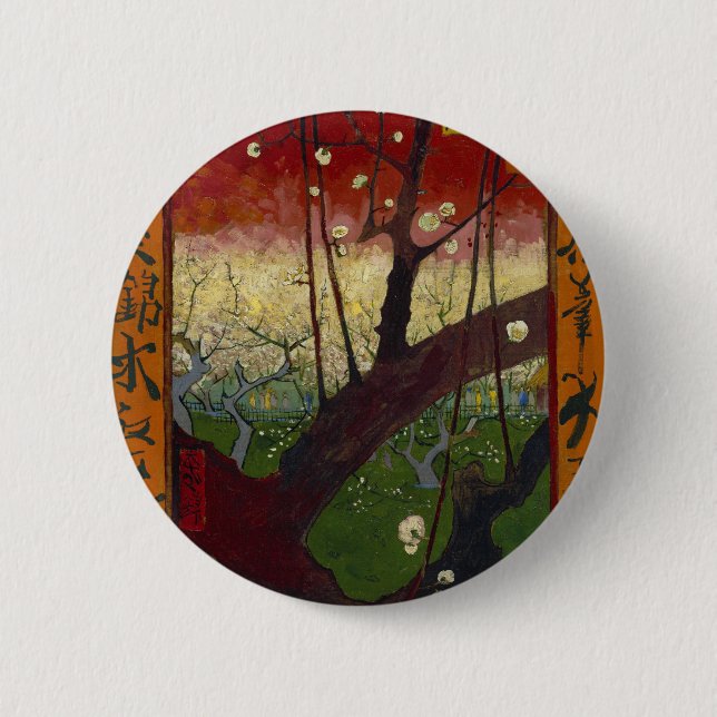 Van Gogh's Japonaiserie after Hiroshige Pinback Button (Front)