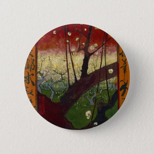 Van Goghs Japonaiserie after Hiroshige Pinback Button