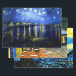 Van Gogh's Most popular paintings Wrapping Paper S<br><div class="desc">Three of Van Gogh's most beloved paintings: Starry Night,  Starry Night over the Rhone,  and Cafe Terrace</div>