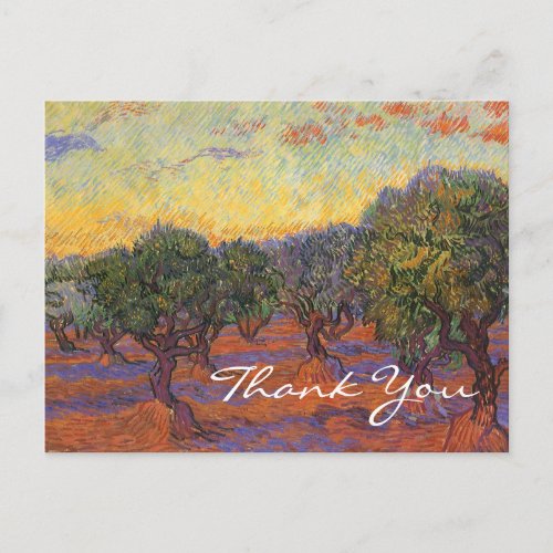 Van Goghs Olive Grove Orange Sky Postcard