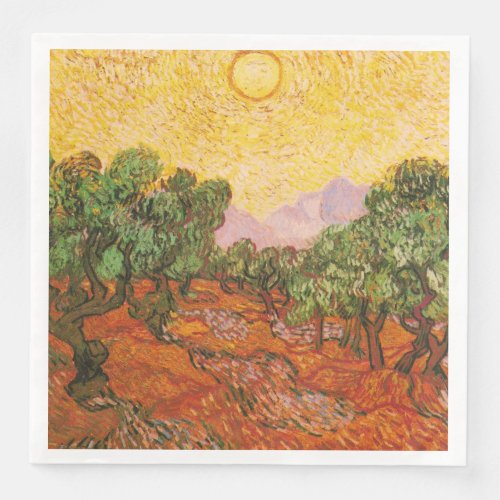 Van Goghs Olive Trees with Yellow Sky  Sun  Paper Dinner Napkins