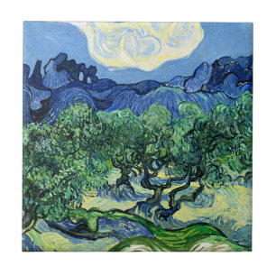 Van Gogh's painting, Olive Trees with Alpilles Ceramic Tile