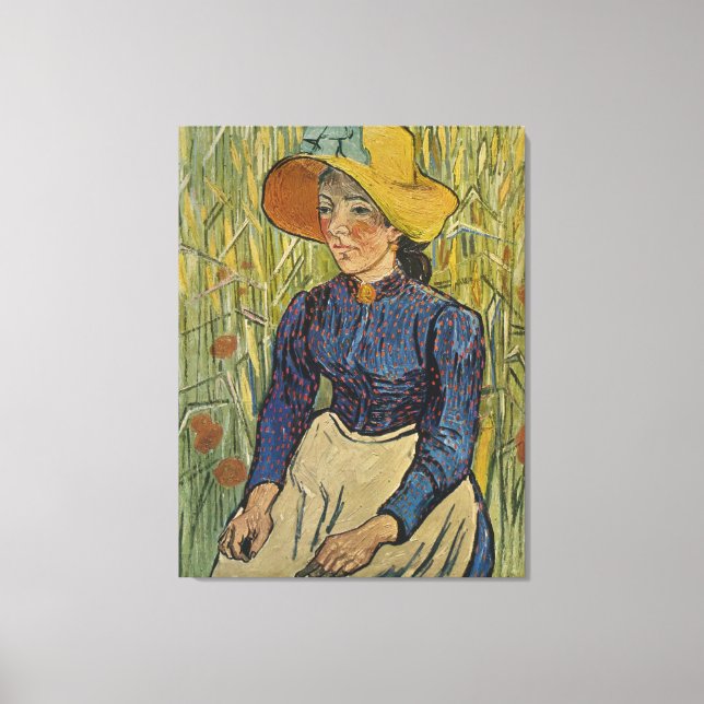 Van Gogh's Peasant Girl with Yellow Straw Hat 1890 Canvas Print (Front)